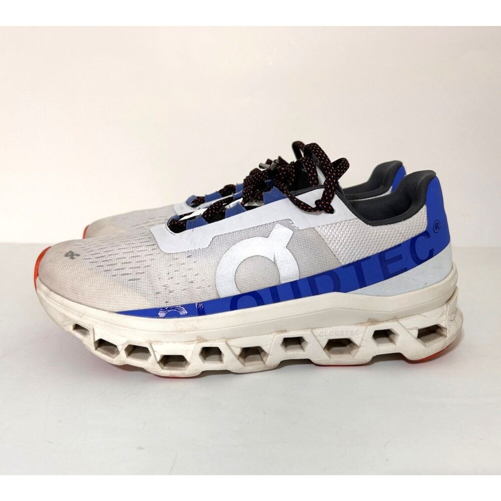 On Cloudmonster Mens size 10 44 Running Shoes Frost Surf White Cobalt Blue - Picture 2 of 11